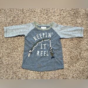 Mudpie | Keepin’ it Reel 3/4 Sleeve Shirt | Size 12-18 Month